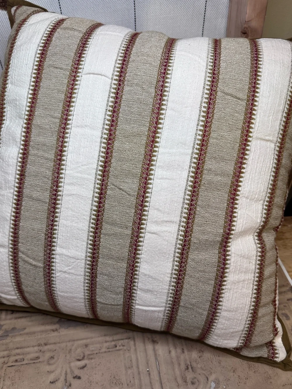 Studio McGee Cream, Tan, and Rust Striped Accent Pillow